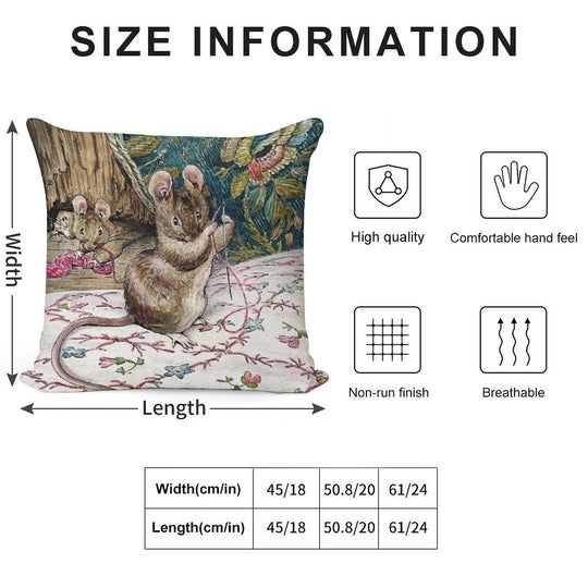 The Mice Go to Work - The Tailor of Gloucester - Beatrix Potter Soft Gift Ready Throw Pillow