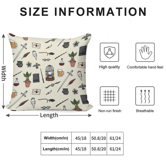 Owl And Wand Soft Short Plush Fabric Throw Pillow