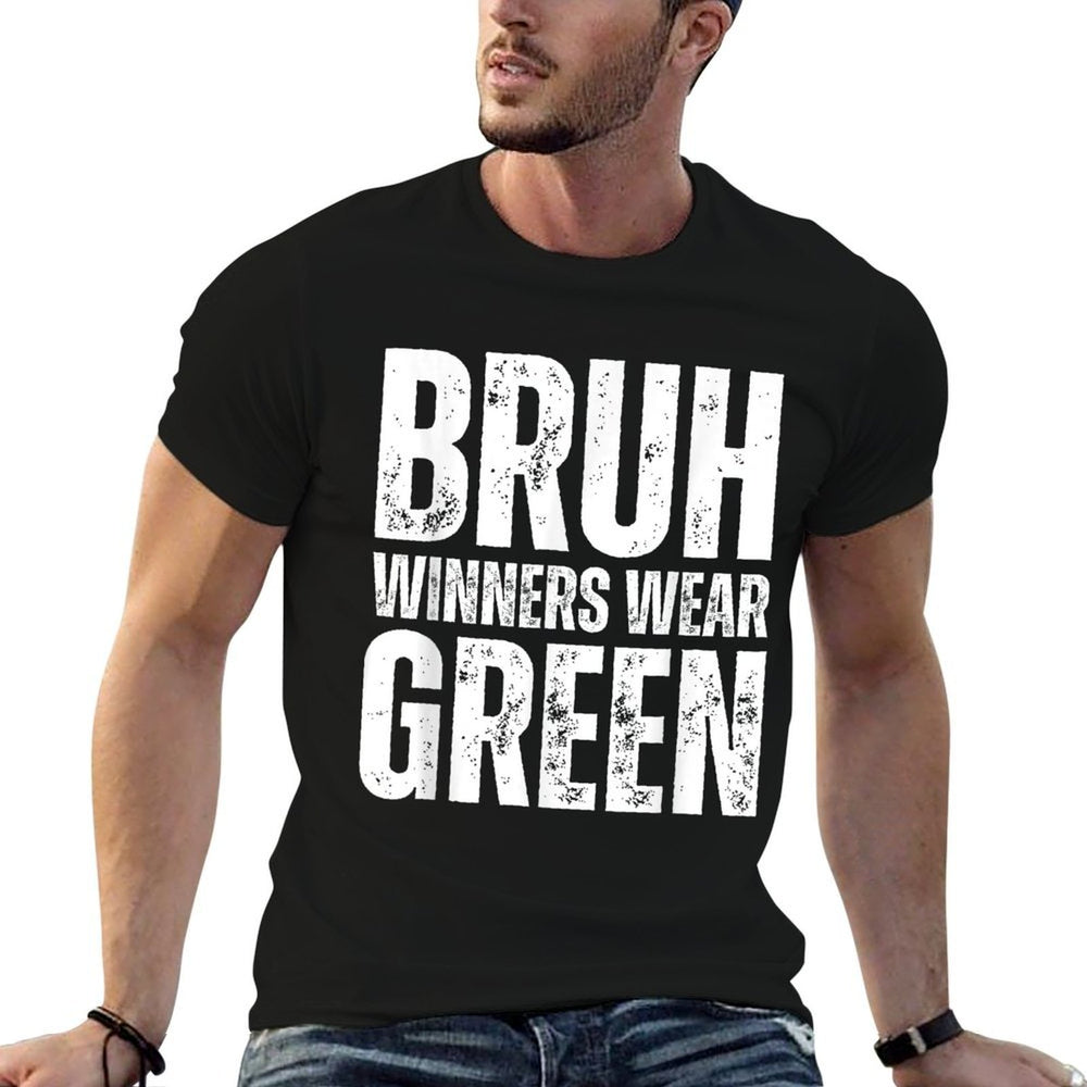 Winners Wear Green Team Spirit Week Game Color Sports Day  Heathered Texture T-Shirt
