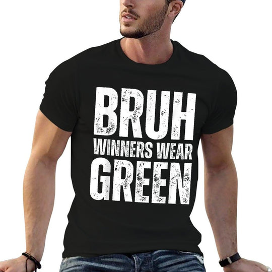 Winners Wear Green Team Spirit Week Game Color Sports Day  Heathered Texture T-Shirt
