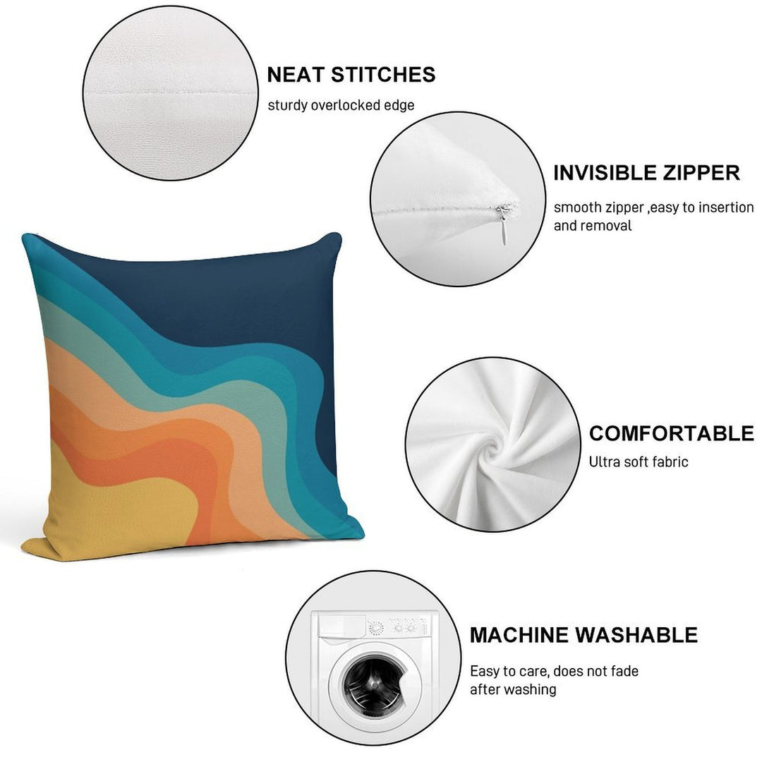 Retro Style Waves Decoration Soft Shrink-Resistant Throw Pillow