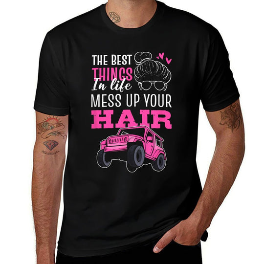 The Best Things In Life Mess Up Your Hair SXS UTV  Heathered Texture T-Shirt