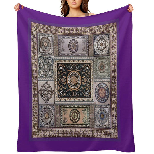 Roman Mosaic - Purple Comfort Throw Blanket