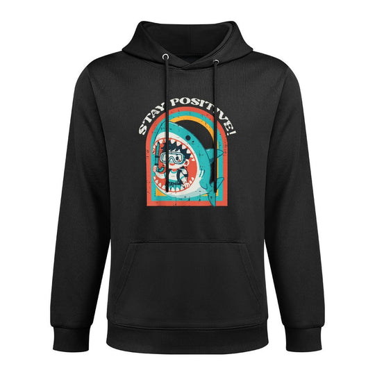 Stay Positive Shark Eating Boy Funny Saying Humor Men Women Adjustable Hood Hoodie