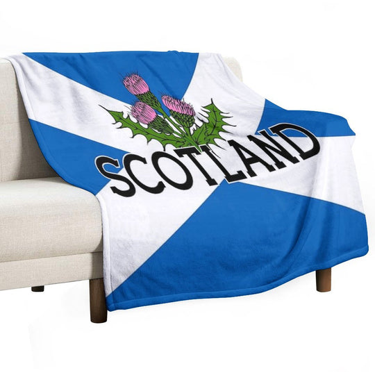 Scotland Saltire Flag - Scottish St Andrews Cross And Thistle, Scottish Pride Shrink-resistant Throw Blanket
