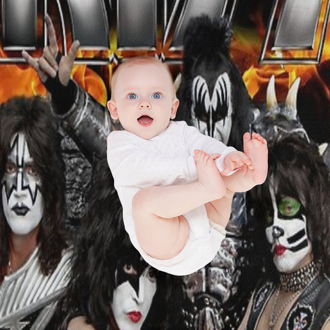 KISS with Logo And Band Shrink-resistant Throw Blanket