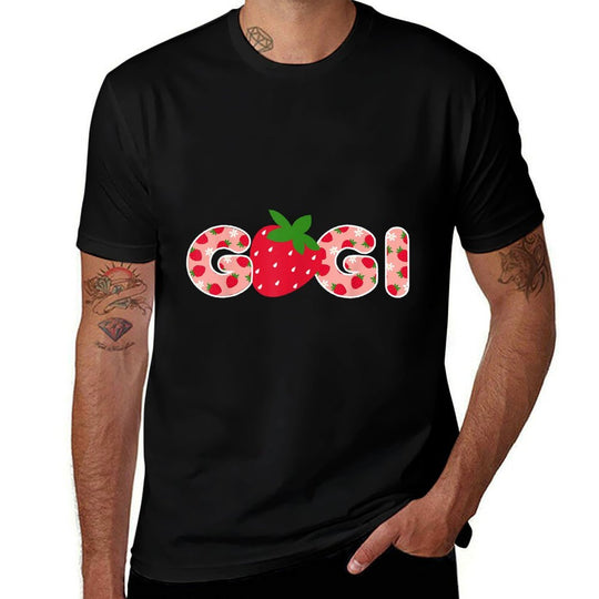 Gigi Strawberry First Birthday Funny Strawberry  Heathered Texture T-Shirt