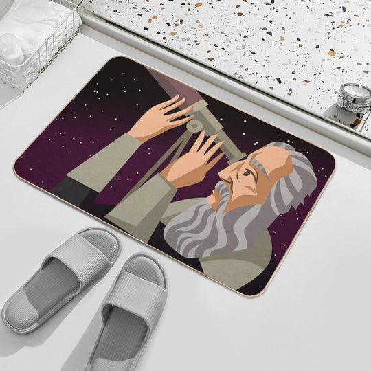 Galileus Watching The Sky  Stain-Proof Bath Mat