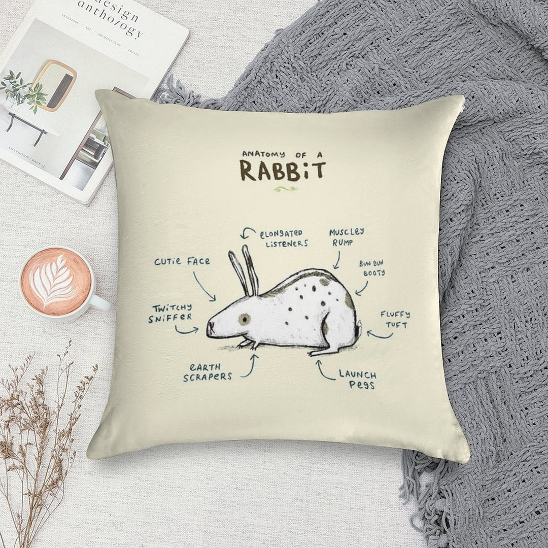 Anatomy of A Rabbit Soft Washable Throw Pillow