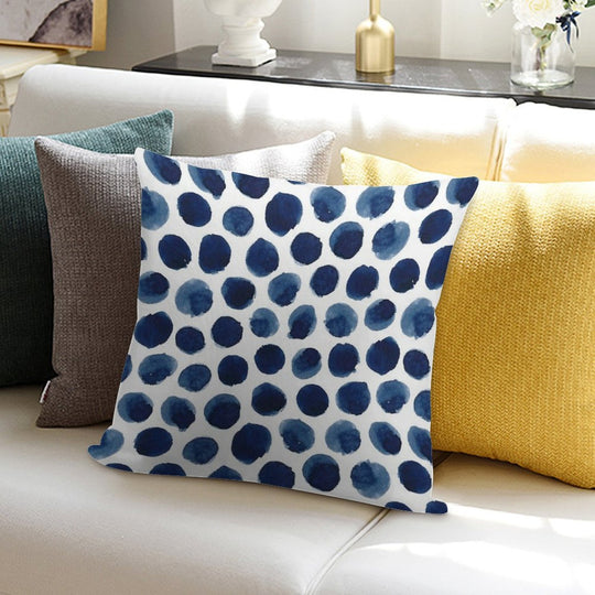Polka Dot in Indigo Soft High-Density Material Throw Pillow