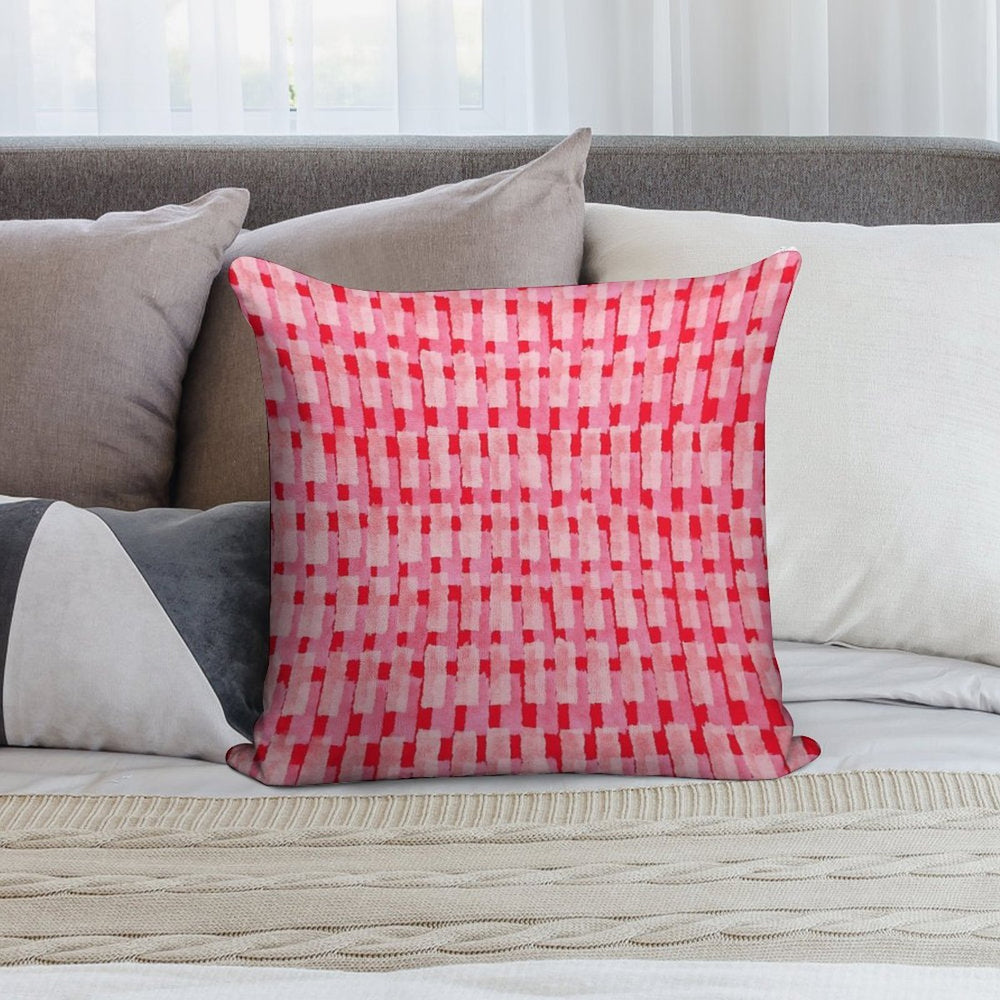 Pink And Red, Brush Strokes, Geometric Soft Hidden Zipper Throw Pillow