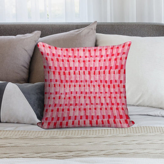 Pink And Red, Brush Strokes, Geometric Soft Hidden Zipper Throw Pillow