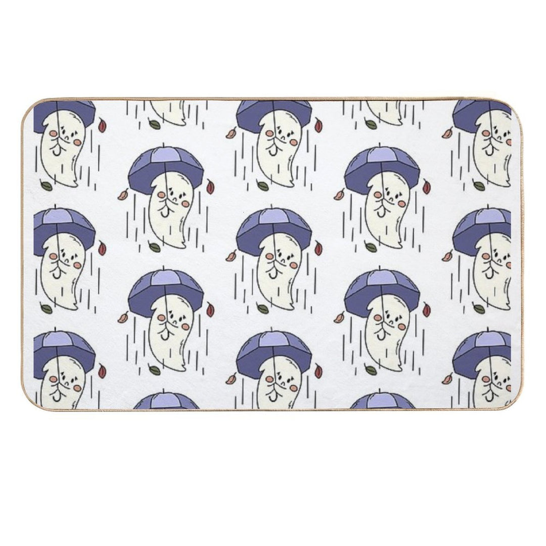 Sad Ghost with Umbrella  Eco-Friendly Bath Mat