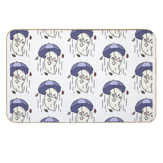 Sad Ghost with Umbrella  Eco-Friendly Bath Mat