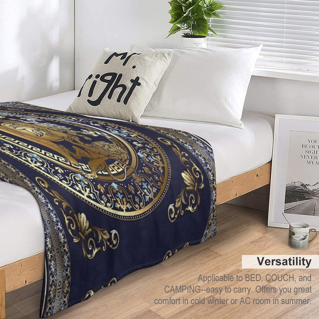 Lion Shield Navy Velvety-soft Throw Blanket