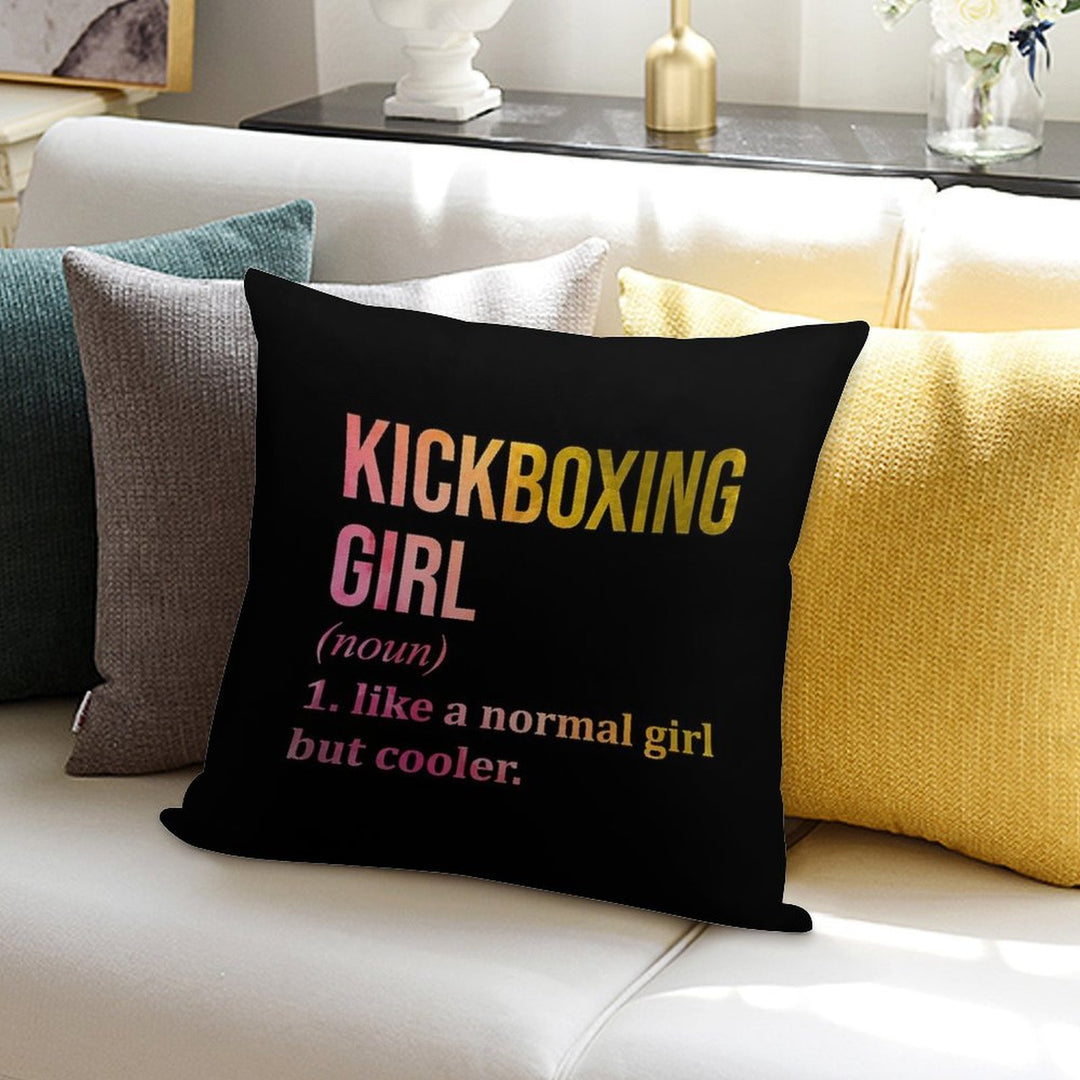 Kickboxing Girl Definition in Watercolor Soft Gift Ready Throw Pillow