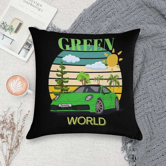 GREEN Soft Short Plush Fabric Throw Pillow