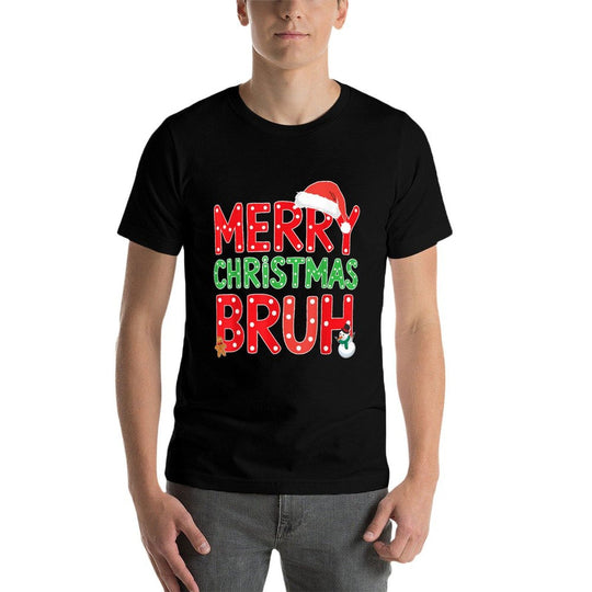 Merry Christmas Bruh Funny Santa Claus Retro Men Women Kids  Graphic-printed T-Shirt