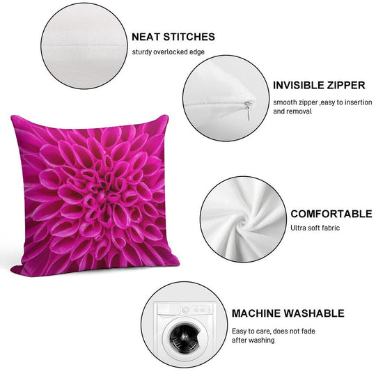 Fuchsia Pink Flower Soft Anti-Pilling Throw Pillow