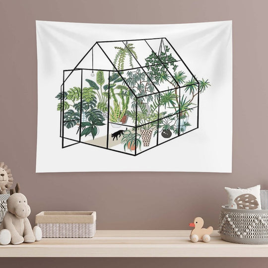 Greenhouse with Plants Tapestry