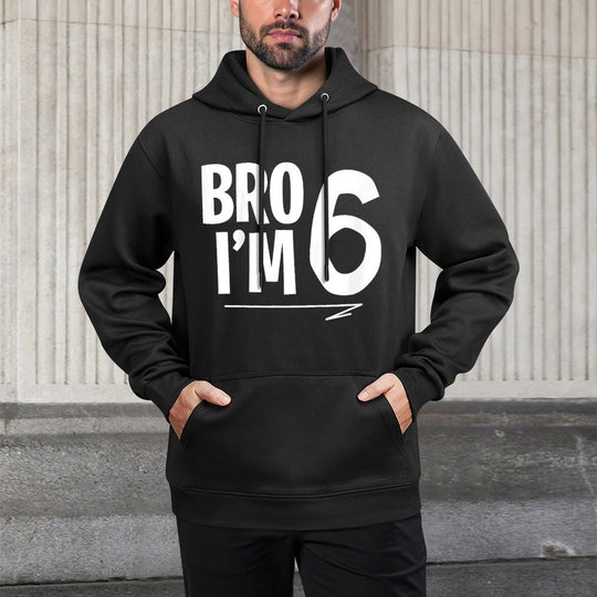 Kids 6th Birthday Boy Bro I'm 6 Year Old Six Bday Colorfast Hoodie