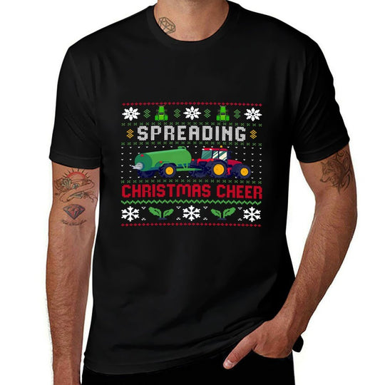 Spreading Christmas Cheer, Ugly Christmas, Xmas Farm Tractor Sweatshirt  Fade-proof Color T-Shirt
