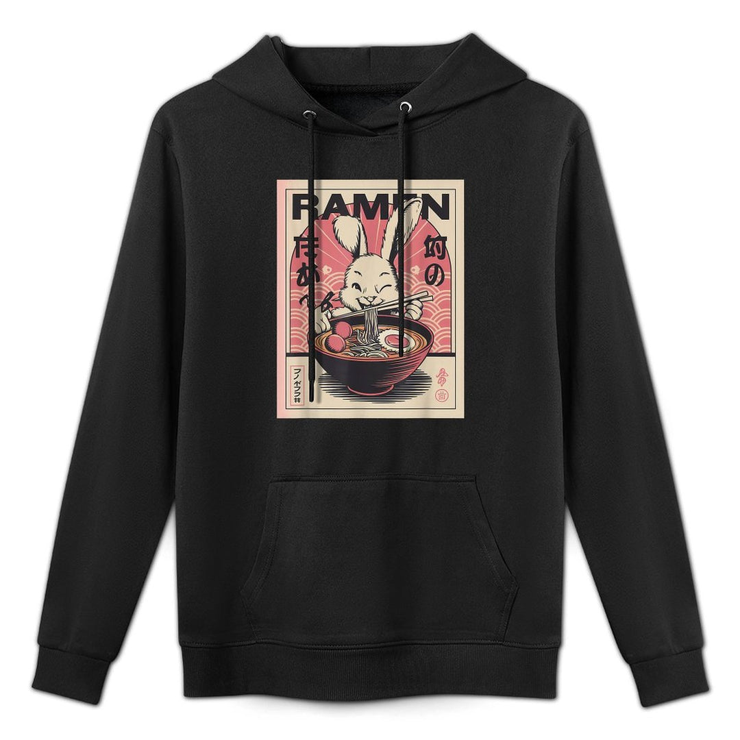 Anime Rabbit Manga Kawaii Otaku Neko Japanese Ramen Rabbit Kangaroo Pocket Hoodie