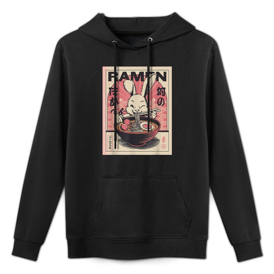 Anime Rabbit Manga Kawaii Otaku Neko Japanese Ramen Rabbit Kangaroo Pocket Hoodie