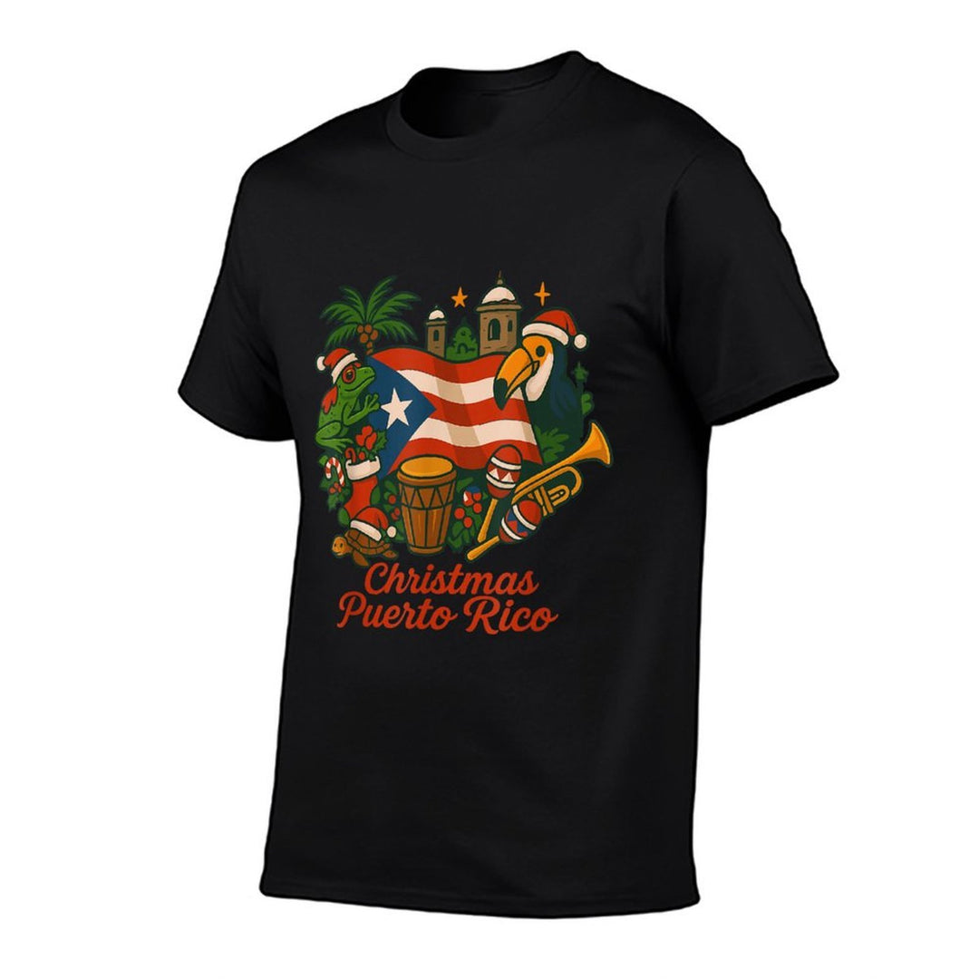 Puerto Rico Christmas Coquí Holiday  Fade-proof Color T-Shirt