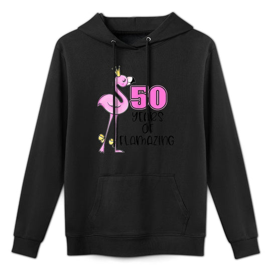 50 Years Of Flamazing Flamingo Design Beach 50th Birthday Medium-Weight Fabric Hoodie