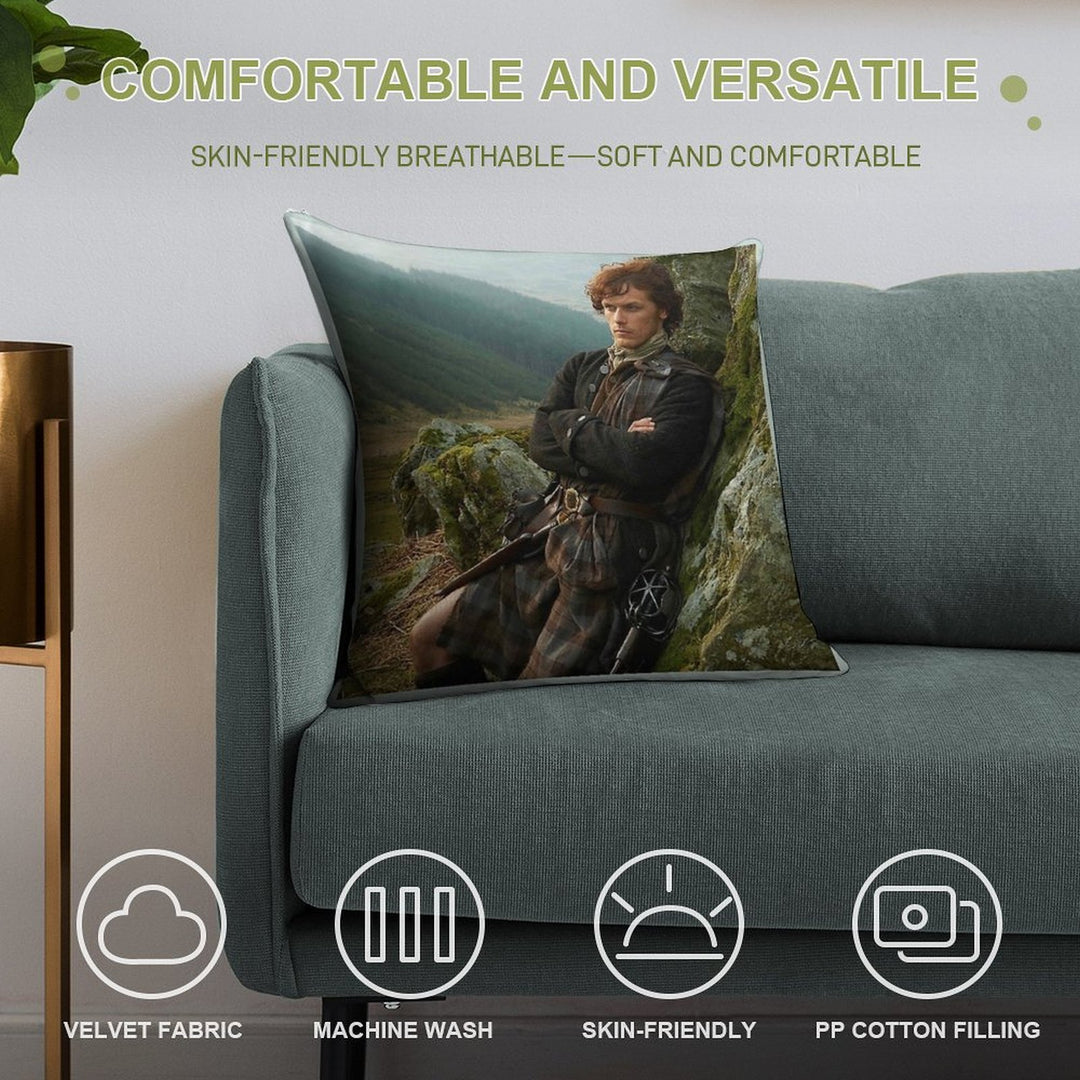 Outlander Jamie Fraser Soft Hidden Zipper Throw Pillow