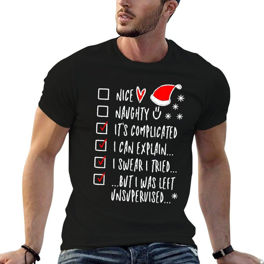 Santa Claus Naughty Or Nice List For Kids  Adults Unisex-Adults  Kids Funny Christmas Black Small Classic Fit Crew Neck  Moisture-wicking T-Shirt