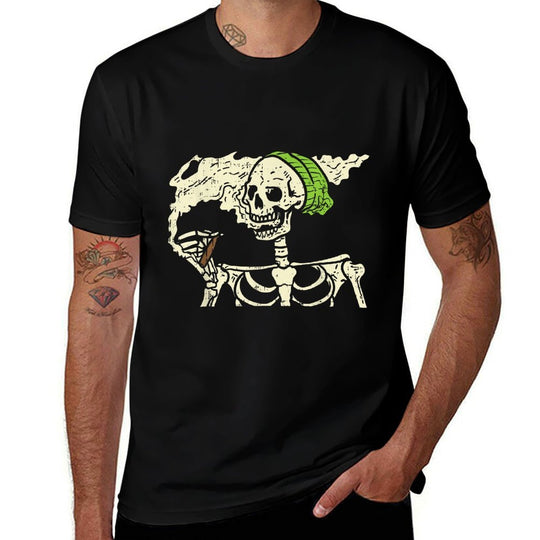 Smoking Skeleton Joint Funny Weed Pot 420 Cannabis Halloween  Wrinkle-resistant T-Shirt