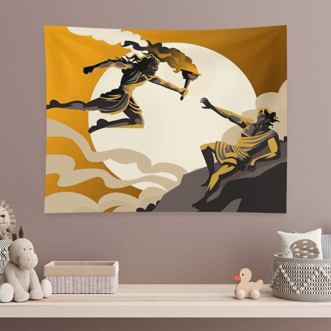 Prometheus Stealing Fire Greek Mythology Tapestry
