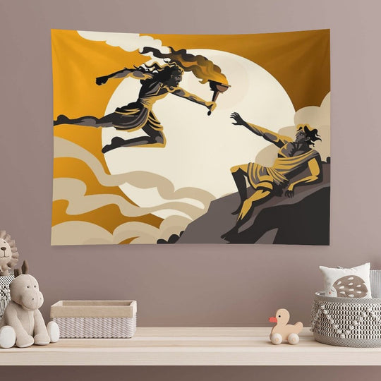 Prometheus Stealing Fire Greek Mythology Tapestry