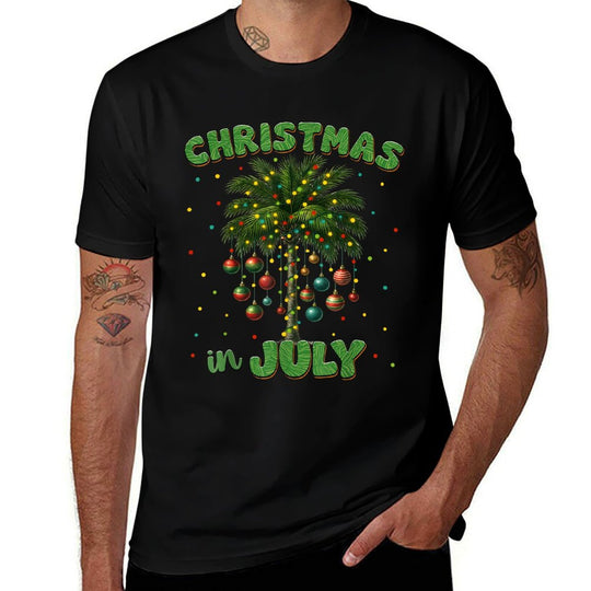 Christmas In July Palm Tree Hawaii Beach Summer Vacation  Quick-drying T-Shirt