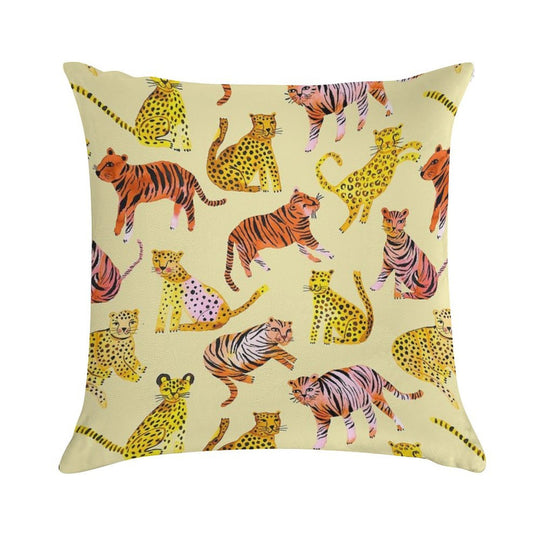 Tigers And Leopards Africa Savannah Soft Easy Maintenance Throw Pillow