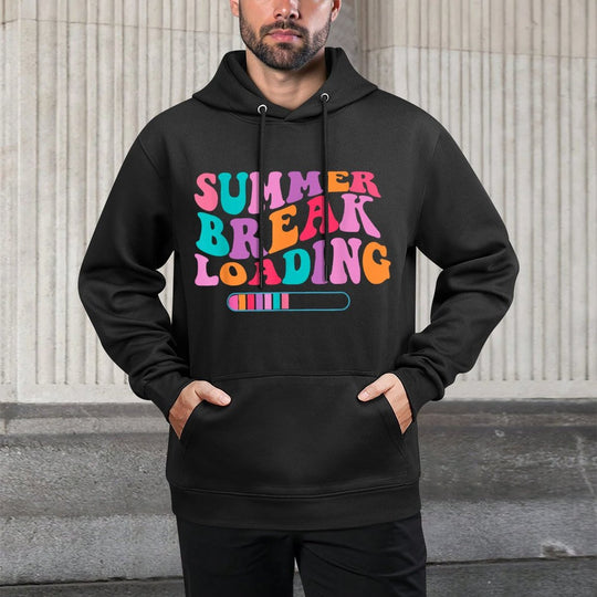 Summer Break Loading Teacher Student Vacation Groovy Layering Staple Hoodie