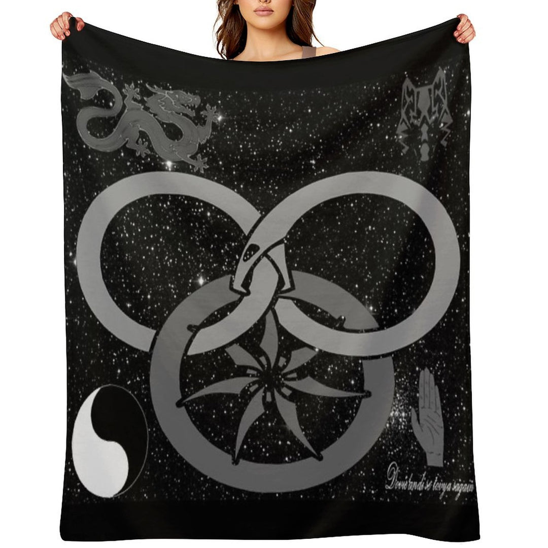 Wheel of Time - Tel'aran'rhiod And Symbols - Black And White Wrinkle-free Throw Blanket