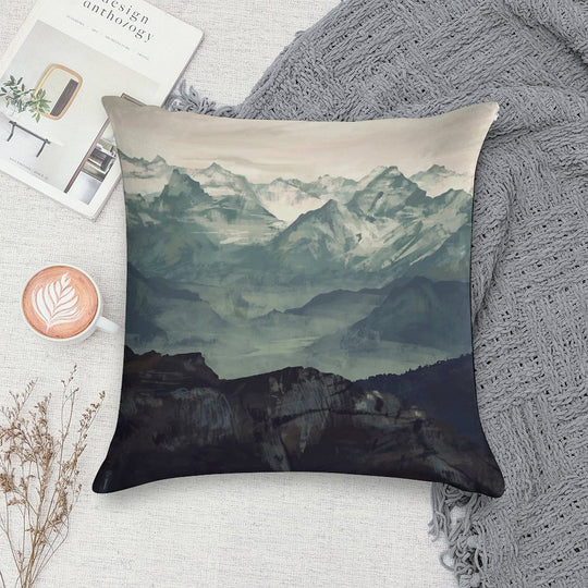 Mountain Fog Soft Washable Throw Pillow