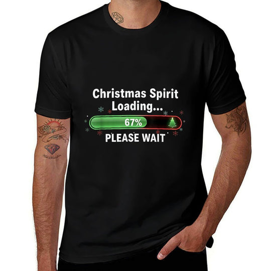Christmas Spirit Loading 67 Percent Funny  Trendy Pattern T-Shirt