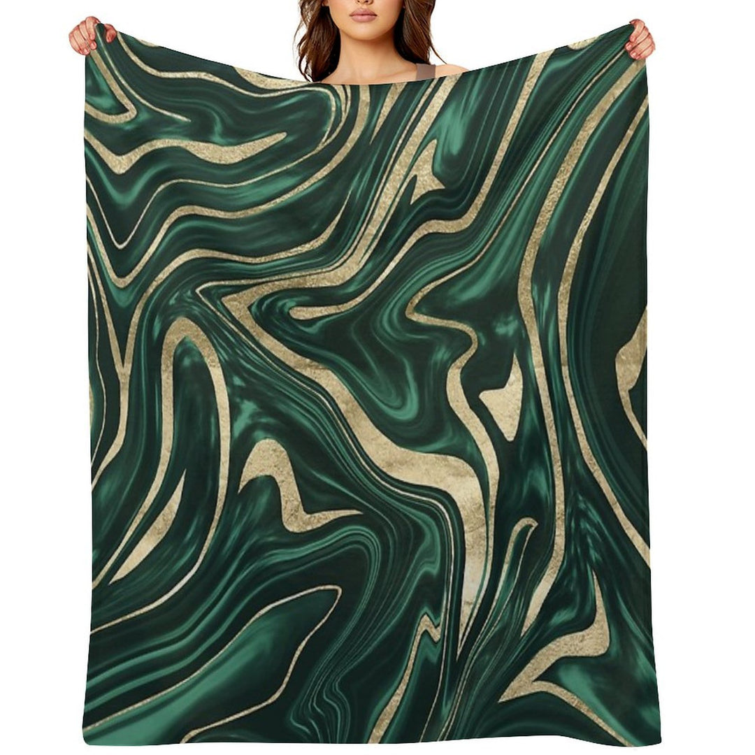 Emerald Green Black Gold Marble #1 #decor #art Versatility Throw Blanket