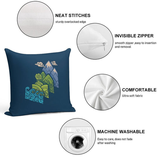 How to Build A Landscape  Blue Soft Shrink-Resistant Throw Pillow