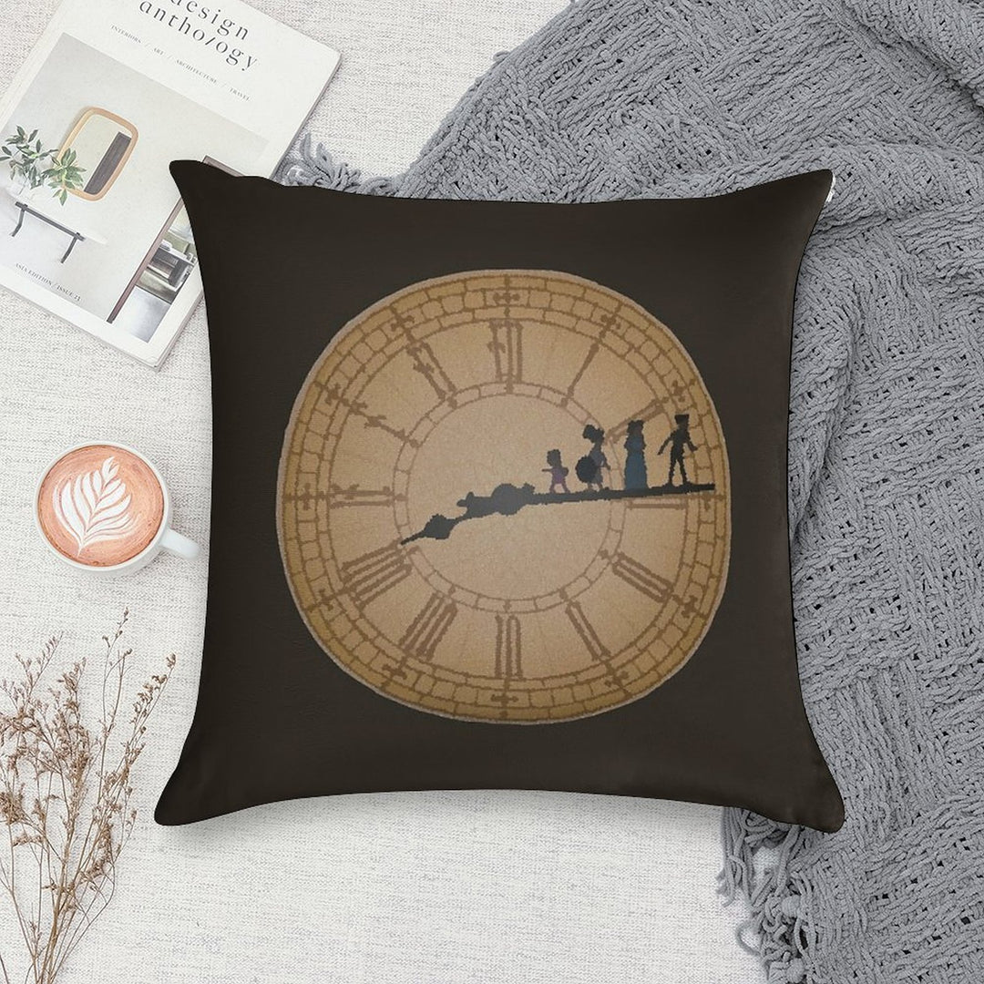 Stained Glass on The Clock Tower Soft Washable Throw Pillow