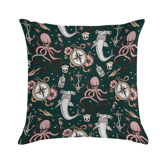 Dark Sea Creature Pattern Soft Home Decor Throw Pillow