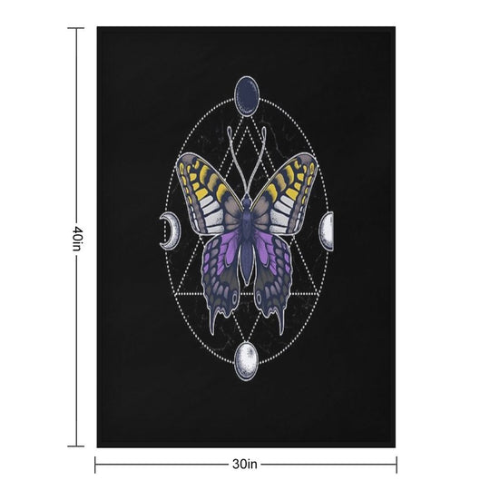 Nonbinary Butterfly Wrinkle-free Throw Blanket