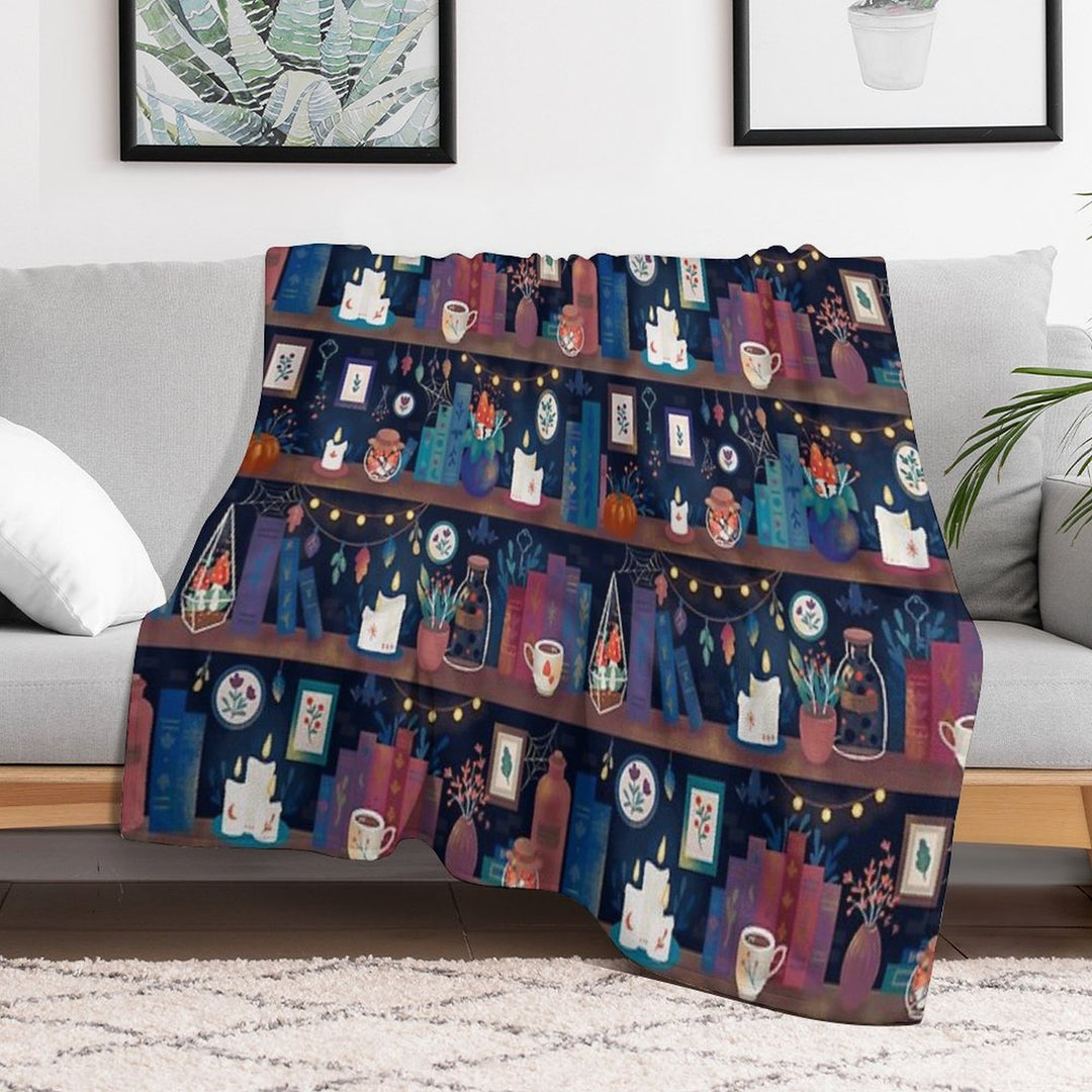 Whimsigothic Library Machine-washable Throw Blanket