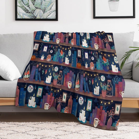 Whimsigothic Library Machine-washable Throw Blanket