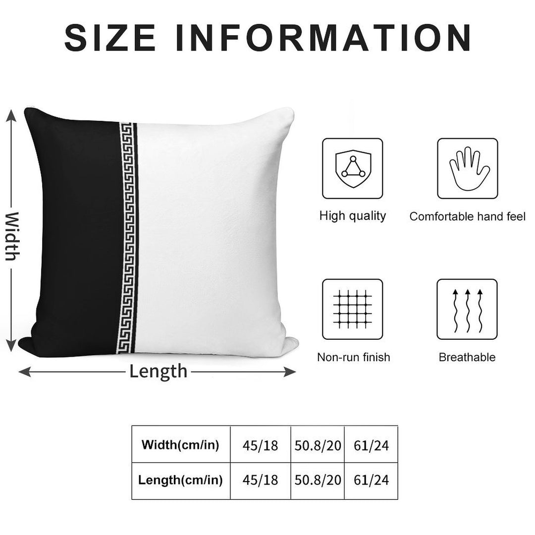 Greek Key Verticle - Black And White Soft Anti-Pilling Throw Pillow