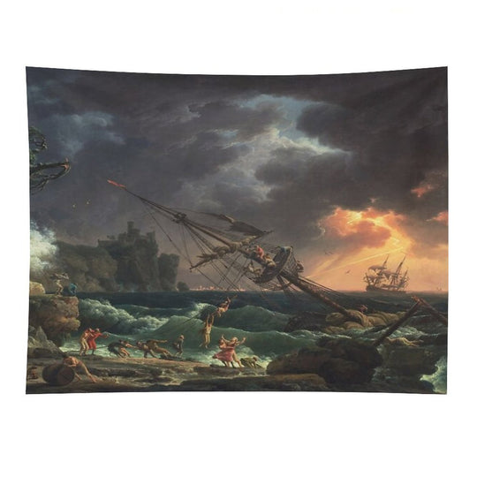 The Shipwreck  Claude-Joseph Vernet  1772 Ocean Storm Marine Ship Art Tapestry